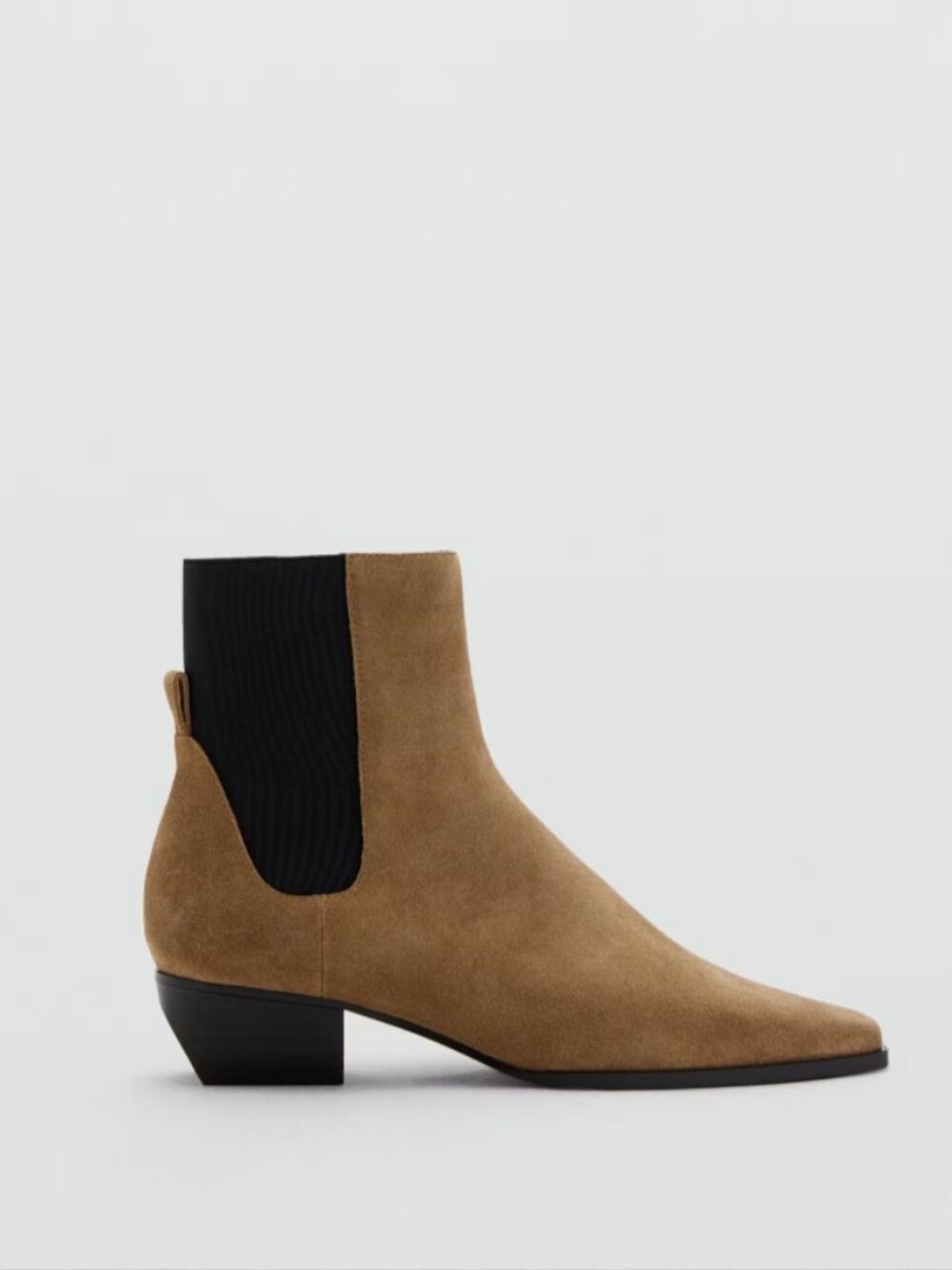 MANGO Suede Pointed-Toe Ankle Boots – Leather – Size 8